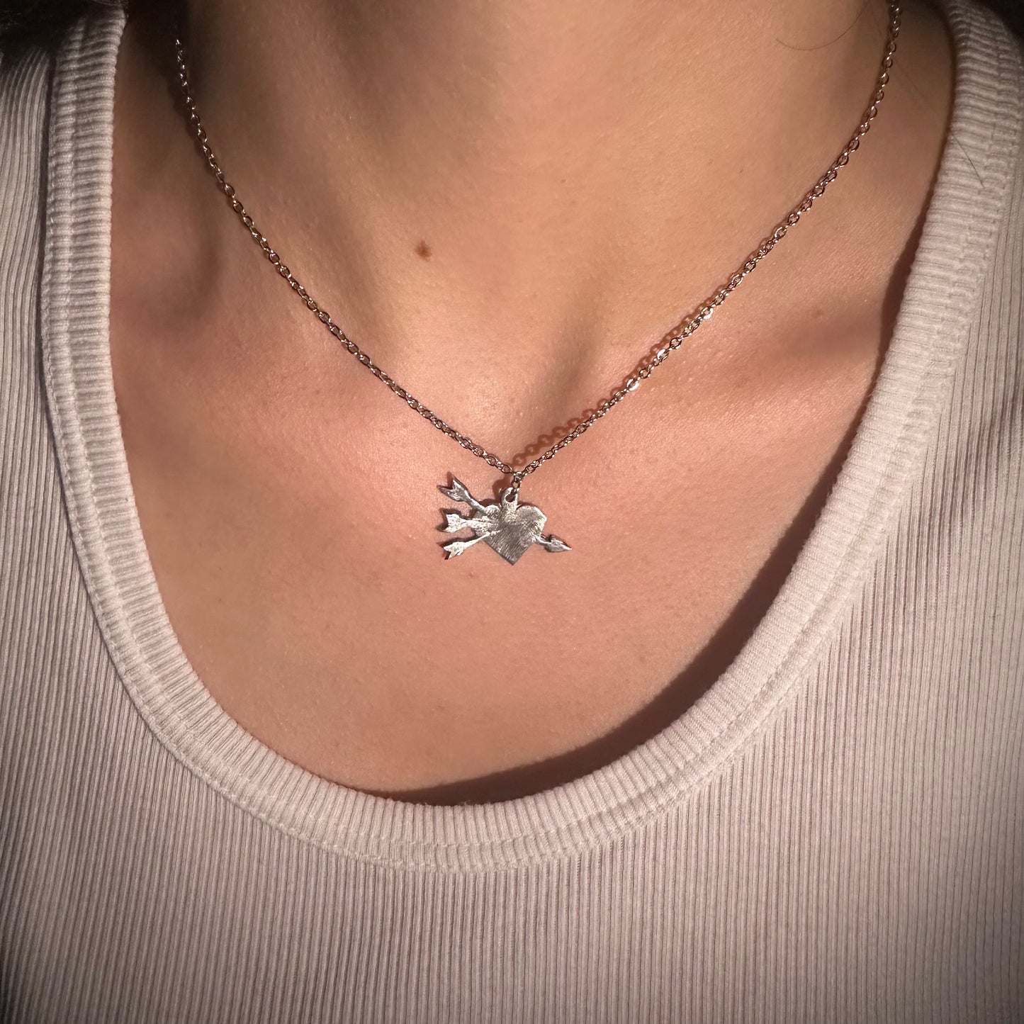Arrow Through the Heart Charm Necklace